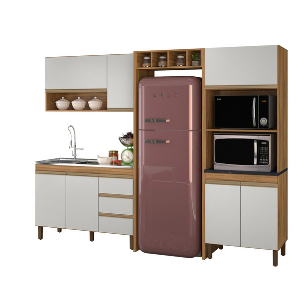 Cozinha Modulada 05 Peças Karen 7450 Nature Off White Peterne