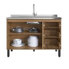 Cozinha Modulada 10 Peças Tampo Aéreo 3 Portas Balcão, Panele