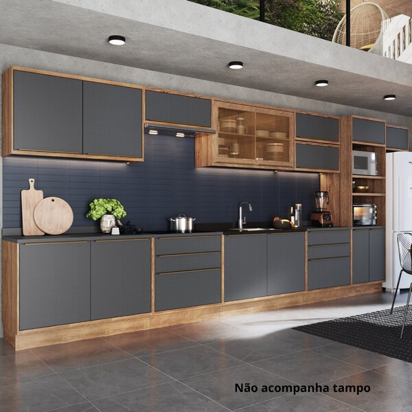 Cozinha Modulada 11 Peças 15 Portas 6 Gavetas Nicho Forno Div