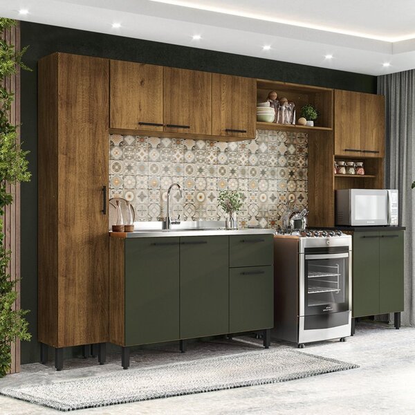 Cozinha Modulada 11 Portas 1 Gaveta 2 Nichos Espaguete Alamo/