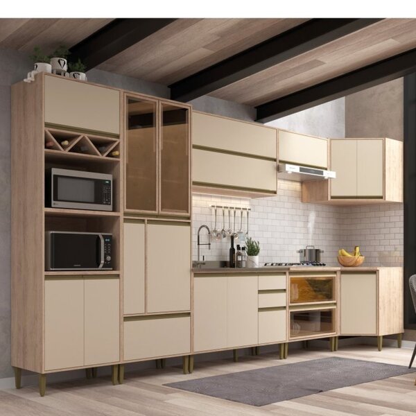Cozinha Modulada 14 Portas E 6 Gavetas New Atena Moveis Sul S