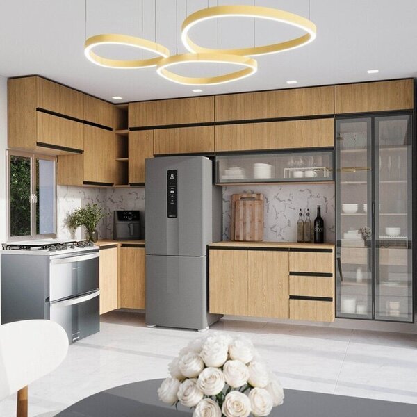 Cozinha Modulada 15 Peças 11 Aéreos 3 Balcões 1 Cristaleira N
