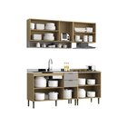 Cozinha Modulada 1 Balcão, 1 Balcão Com Tampo 2 Aéreo 10 Port