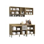 Cozinha Modulada 2 Balcão Com Tampo 2 Aéreo 10 Portas 2 Gavet