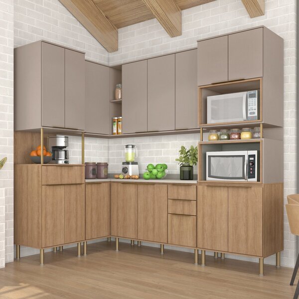 Cozinha Modulada 2 Com Tampo 7 Peças Deseo Mel/fendi