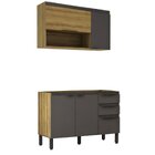 Cozinha Modulada 2 Peças 1 Aéreo 1 Balcão Magnólia Mel/grafite