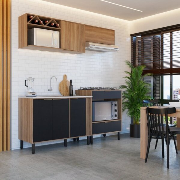 Cozinha Modulada 2 Peças 1 Balcão 4 Portas 1 Gaveta 1 Armário