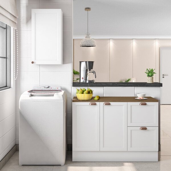 Cozinha Modulada 2 Peças 3 Portas 2 Gavetas Balcão Com Tampo