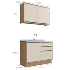 Cozinha Modulada 2 Peças 3 Portas 3 Gavetas 100% Mdf Louro Fr