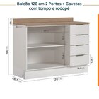 Cozinha Modulada 2 Peças Com Tampo 1 Aéreo 3 Portas E 1 Balcã