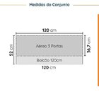 Cozinha Modulada 2 Peças Com Tampo 1 Aéreo 3 Portas E 1 Balcã
