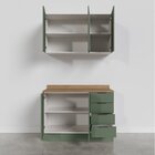 Cozinha Modulada 2 Peças Com Tampo 1 Aéreo 3 Portas E 1 Balcã