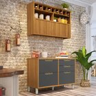 Cozinha Modulada 2 Peças Ripado Imperatriz 100% Mdf Freijó/gr