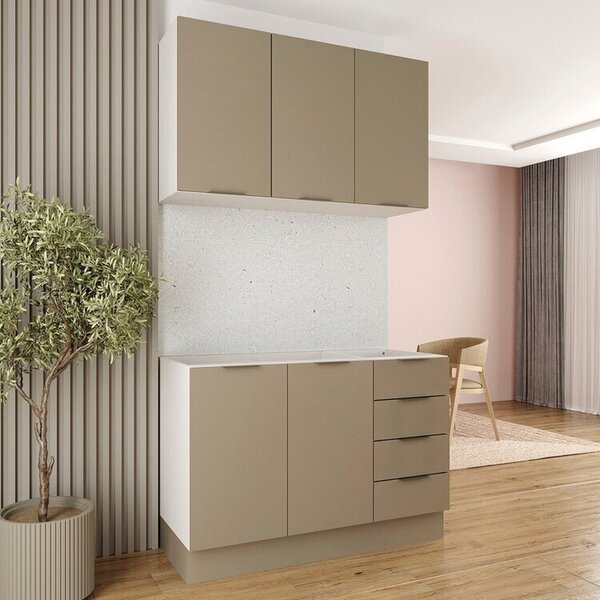 Cozinha Modulada 2 Peças Sem Tampo Com Rodapé 1 Aéreo E 1 Bal