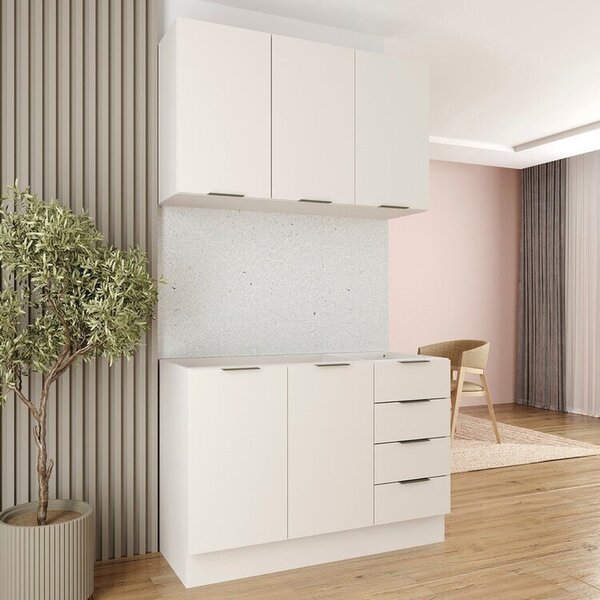 Cozinha Modulada 2 Peças Sem Tampo Com Rodapé 1 Aéreo E 1 Bal