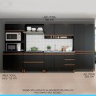 Cozinha Modulada 3,60m Balcão Pia Sabrina Preto Texturizado S