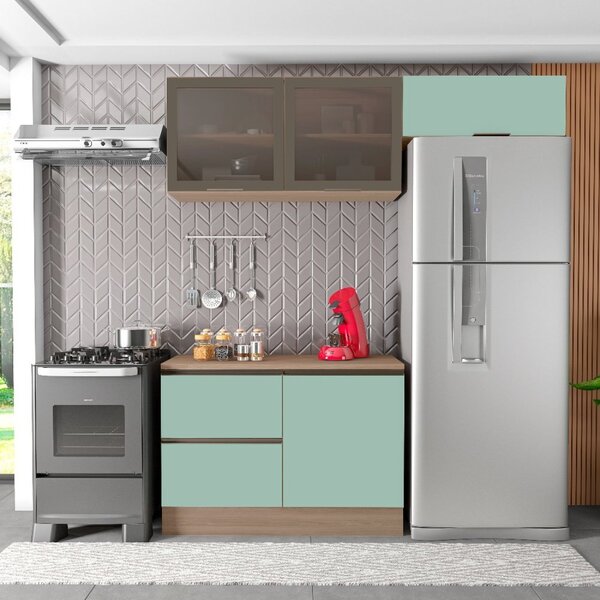 Cozinha Modulada 3 Peças 4 Portas 3 Gavetas Balcão Com Tampo