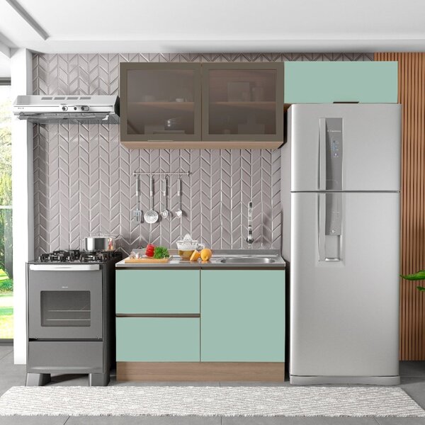 Cozinha Modulada 3 Peças 4 Portas 3 Gavetas Com Balcão Para P