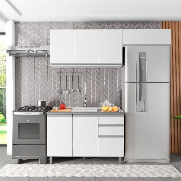 Cozinha Modulada 3 Peças 7 Portas 2 Gavetas Com Balcão Para P