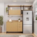 Cozinha Modulada 3 Peças Balcão 120cm, 2 Nichos Aéreo Iron Es