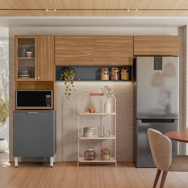 Cozinha Modulada 3 Peças Com Vidro Alba Demóbile