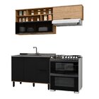 Cozinha Modulada 3 Peças Mdf Com Aéreo 1200cm Porta De Vidro