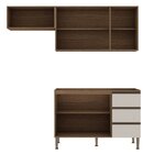 Cozinha Modulada 3 Peças Sem Tampo 2 Aéreos 1 Balcão Ébano/of