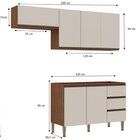 Cozinha Modulada 3 Peças Sem Tampo 2 Aéreos 1 Balcão Ébano/of