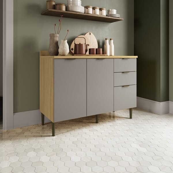 Cozinha Modulada 3 Portas 2 Gavetas Balcão Com Tampo Ibiza Lo