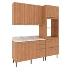 Cozinha Modulada 4 Pecas 200 Cm Freijo Branco Marmore Branco