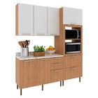 Cozinha Modulada 4 Pecas 200 Cm Freijo Branco Marmore Branco