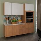 Cozinha Modulada 4 Pecas 200 Cm Freijo Branco Marmore Branco