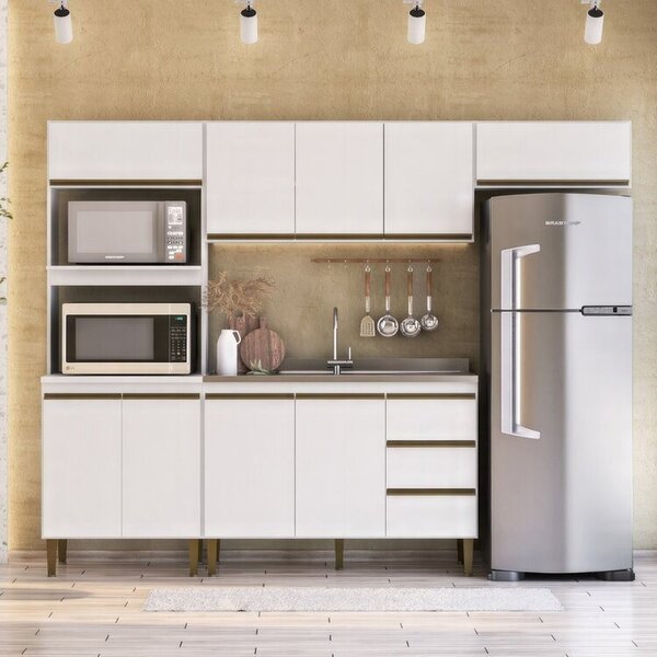 Cozinha Modulada 4 Peças 2 Aéreos 1 Balcão E 1 Torre Quente M