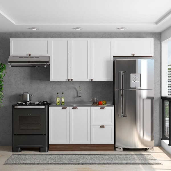 Cozinha Modulada 4 Peças 7 Portas 2 Gavetas Com Balcão Para P