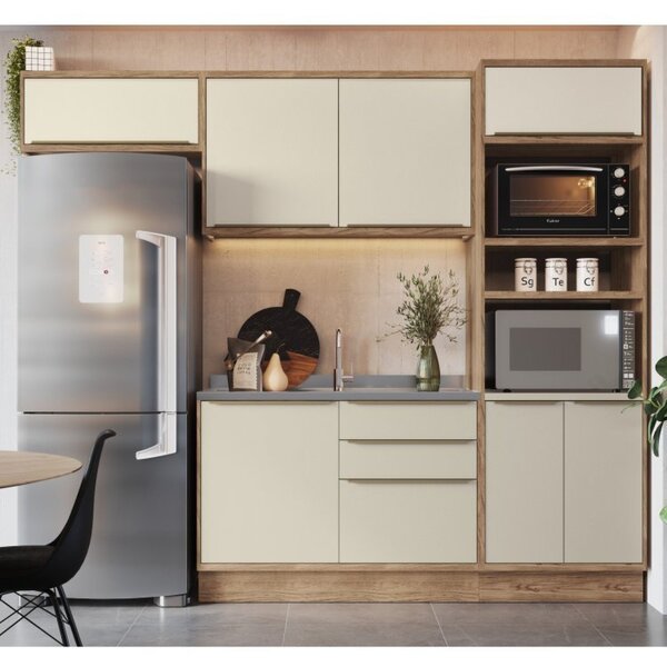 Cozinha Modulada 4 Peças 7 Portas 3 Gavetas Com Divisor De Ta