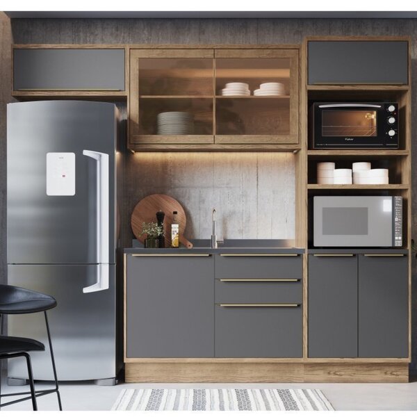 Cozinha Modulada 4 Peças 7 Portas 3 Gavetas Com Divisor De Ta