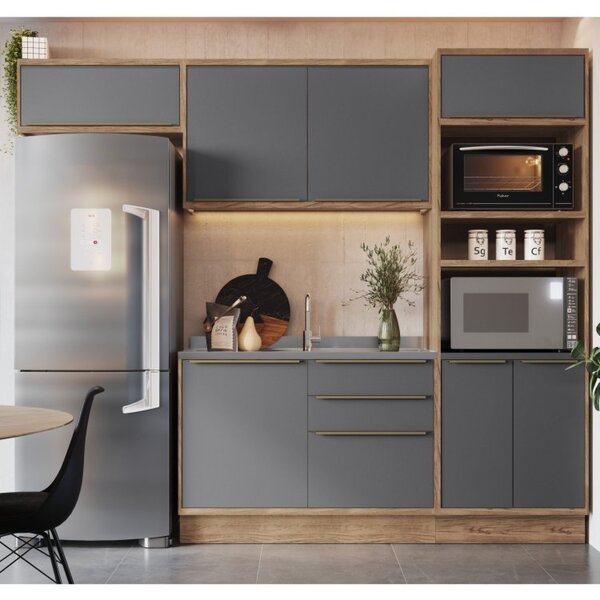 Cozinha Modulada 4 Peças 7 Portas 3 Gavetas Com Divisor De Ta