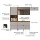 Cozinha Modulada 4 Peças 8 Portas 5 Gavetas Nicho P/forno Mdf