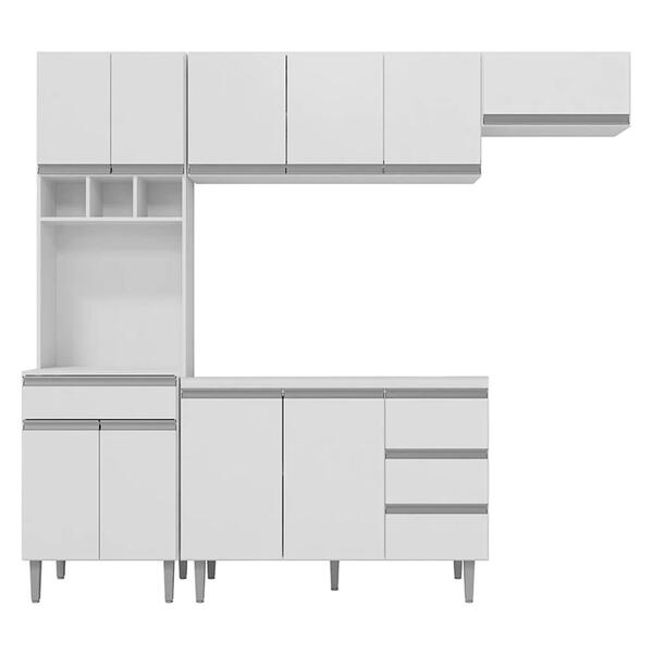 Cozinha Modulada 4 Peças Balcão Sem Tampo 120cm Andréia Branc