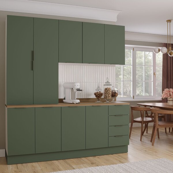 Cozinha Modulada 4 Peças Com Tampo 2 Aéreos 5 Portas E 2 Balc