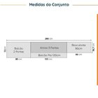 Cozinha Modulada 4 Peças Com Tampo 2 Aéreos E 2 Balcões Ipane
