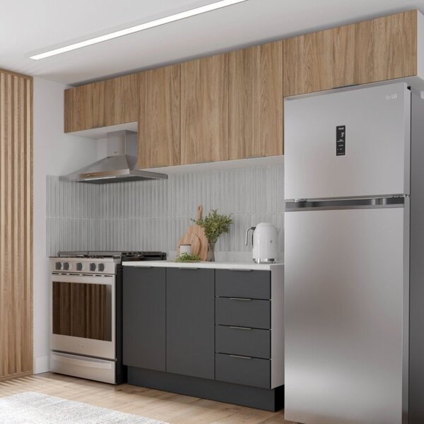 Cozinha Modulada 4 Peças Com Tampo E Rodapé 3 Aéreos E 1 Balc