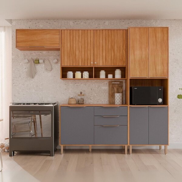 Cozinha Modulada 4 Peças Com Torre Quente Para Forno Ou Micro