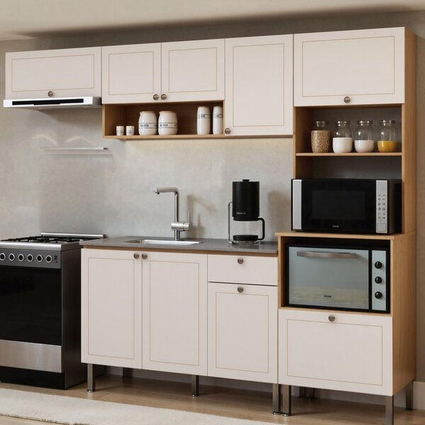 Cozinha Modulada 4 Peças Em Mdf Com Torre Quente Para Forno E