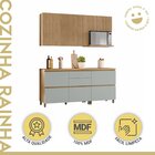 Cozinha Modulada 4 Peças Ripado  100% Mdf Rainha Nature/verde