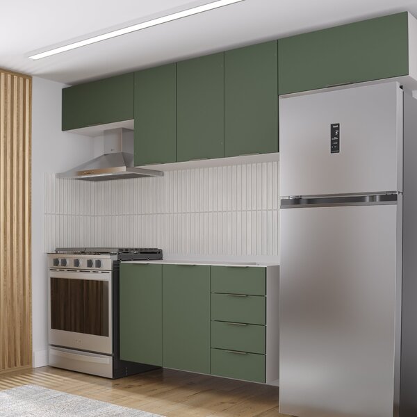 Cozinha Modulada 4 Peças Sem Tampo 3 Aéreos 5 Portas E 1 Balc