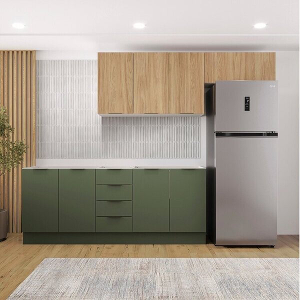 Cozinha Modulada 4 Peças Sem Tampo Com Rodapé 2 Aéreos E 2 Ba