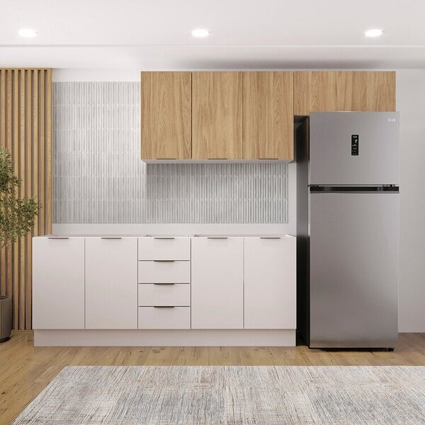 Cozinha Modulada 4 Peças Sem Tampo Com Rodapé 2 Aéreos E 2 Ba