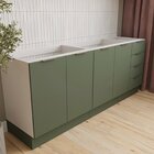 Cozinha Modulada 4 Peças Sem Tampo Com Rodapé 2 Aéreos E 2 Ba