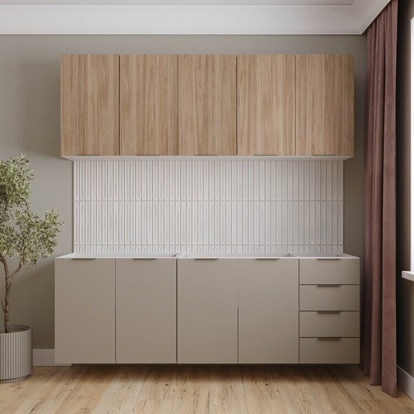 Cozinha Modulada 4 Peças Sem Tampo Sem Rodapé 2 Aéreos E 2 Ba